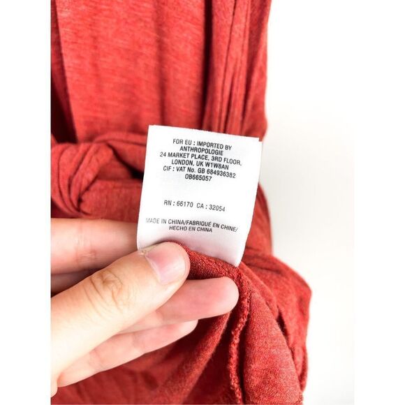 Anthropologie Vanessa Virginia‎ Dayla Tie-Front Tunic Size M Orange Red Rust - Picture 6 of 10